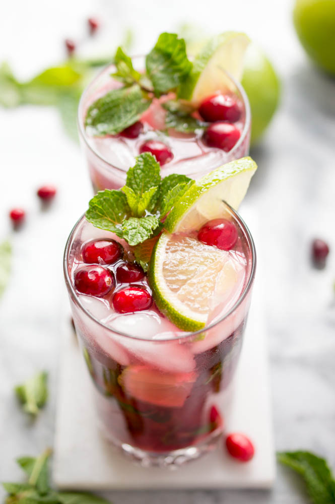 Holiday Cranberry Pomegranate Mojito