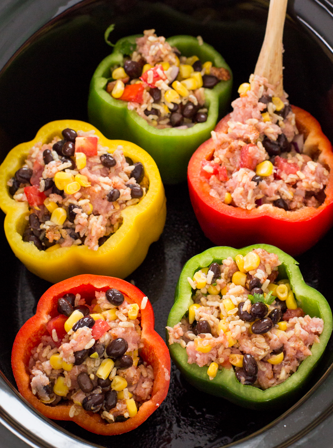 Mexican Slow Cooker Stuffed Peppers