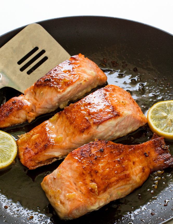 salmon on stove top