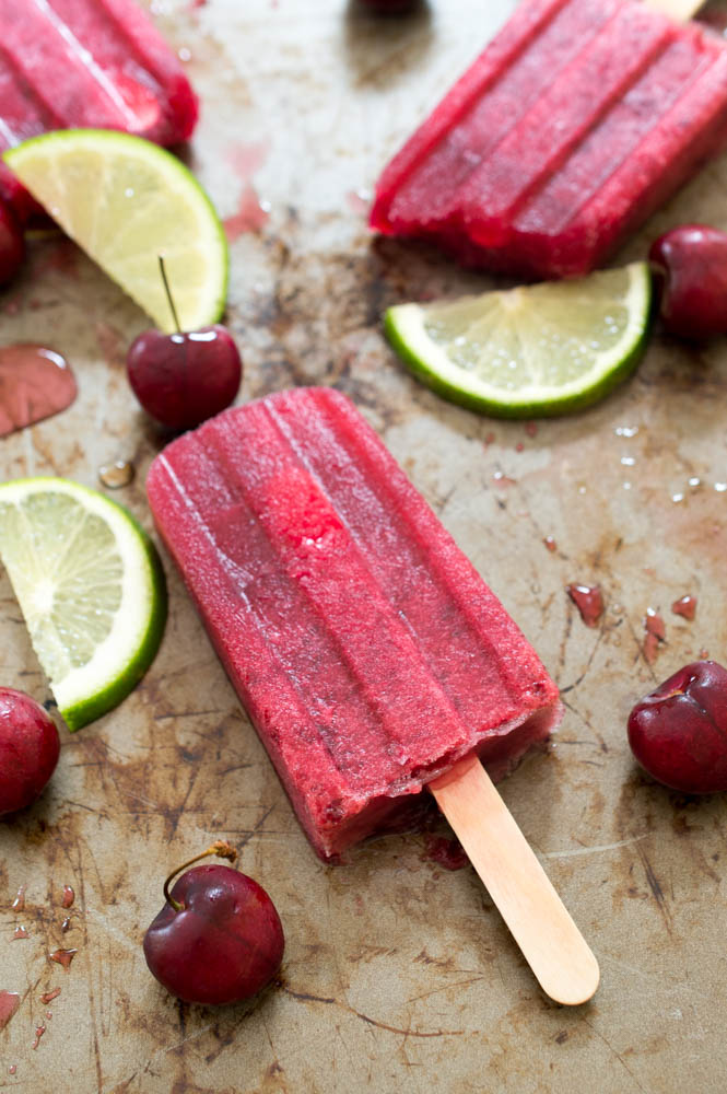 Cherry Pomegranate Limeade Popsicles