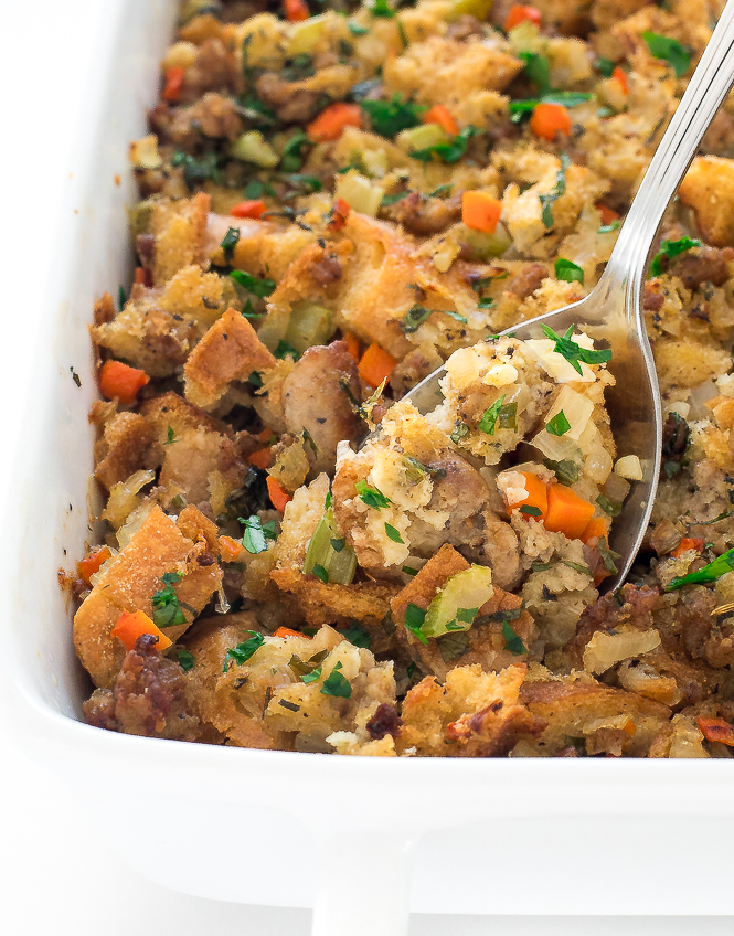 sausage stuffing in casserole dish
