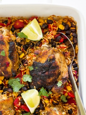 One Pan Mexican Chicken and Rice Bake