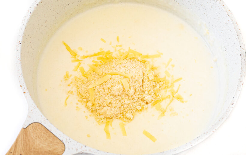 making alfredo sauce in small saucepan