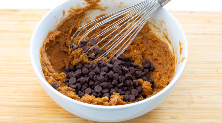 adding in chocolate chips to batter