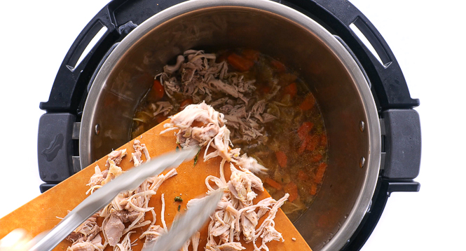 adding shredded chicken back to the instant pot