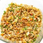 air fryer fried rice in glass air fryer