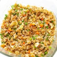 air fryer fried rice in glass air fryer