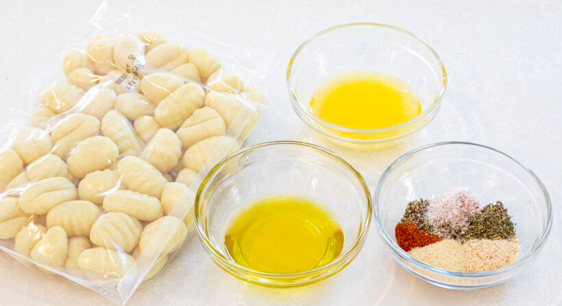 Ingredients needed for air fryer gnocchi.