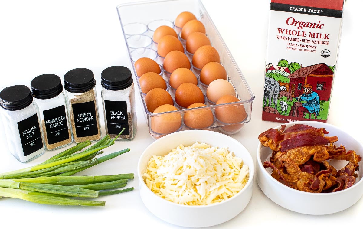 bacon egg muffin ingredients on counter 