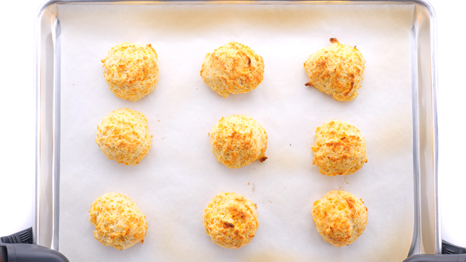 baked biscuits out of the oven on baking sheet