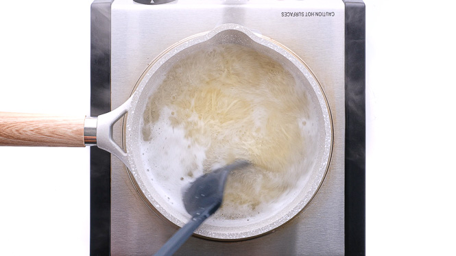 boiling rice noodles in small saucepan