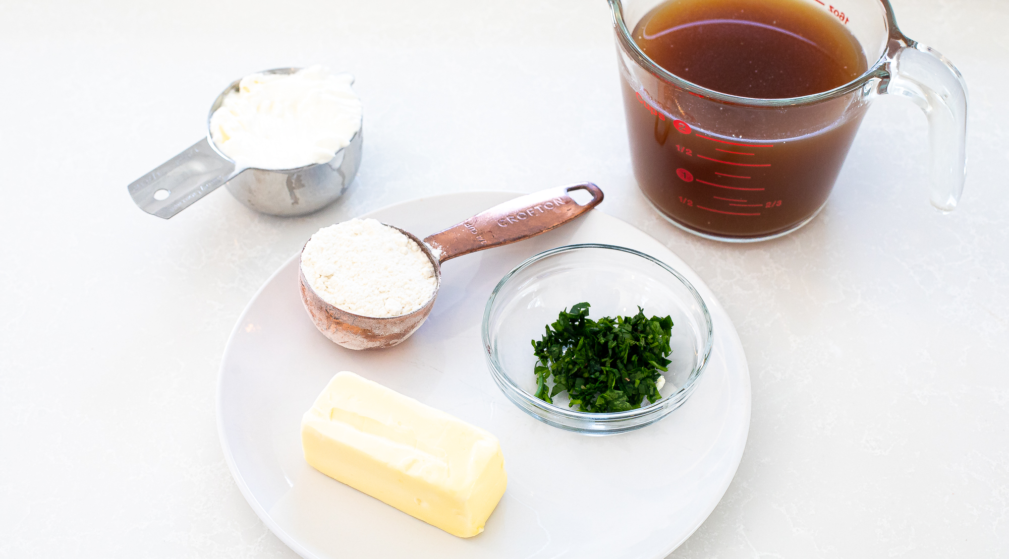 Ingredients needed for Swedish meatball gravy.