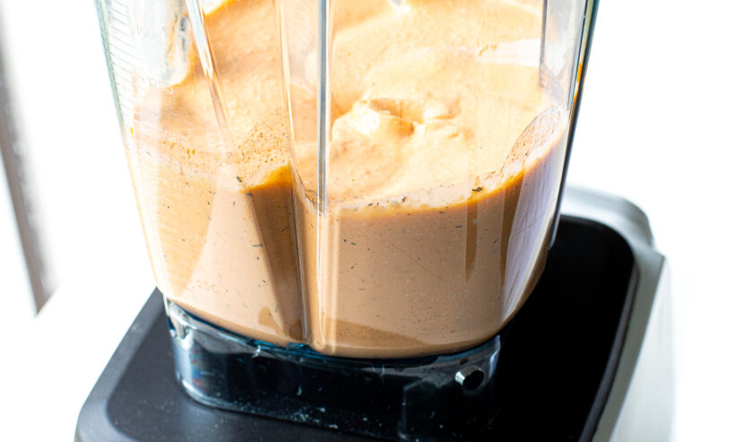 Base ingredients blended in a blender.