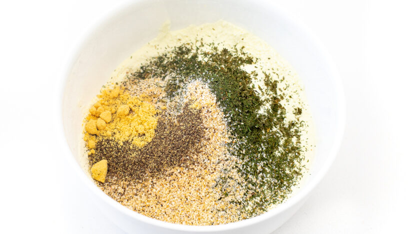 Ranch seasoning ingredients in a mixing bowl.
