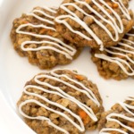 carrot cake cookies recipe with cream cheese frosting drizzle