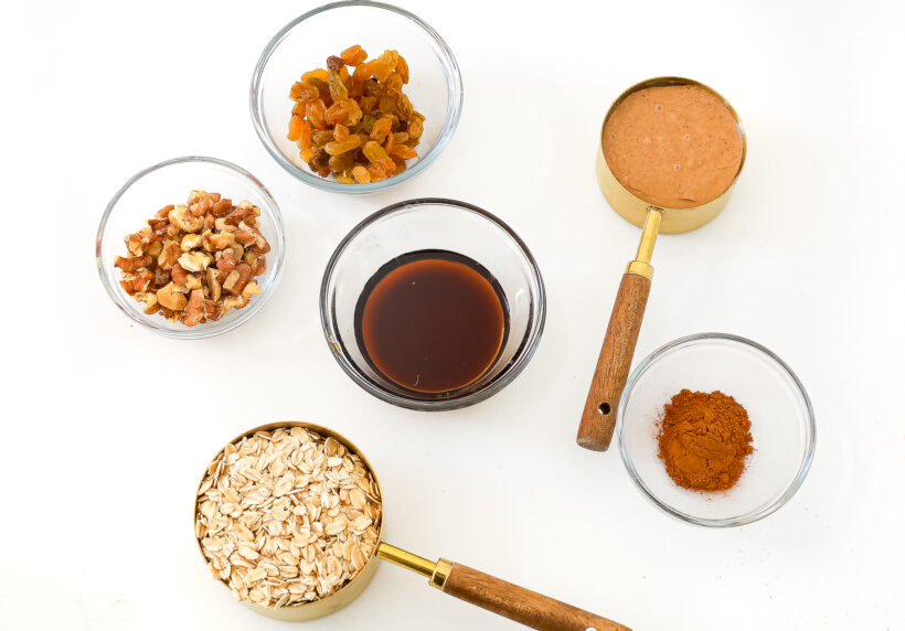 Ingredients needed for carrot cake energy balls.