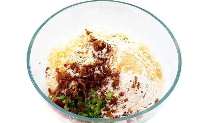 biscuit ingredients in clear bowl