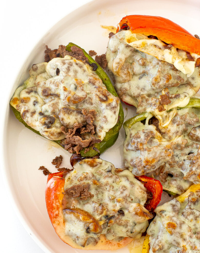 Stuffed Bell Peppers on a white plate.