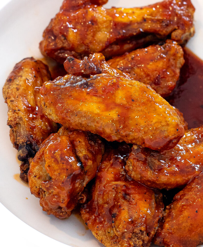baked honey chipotle wings on plate