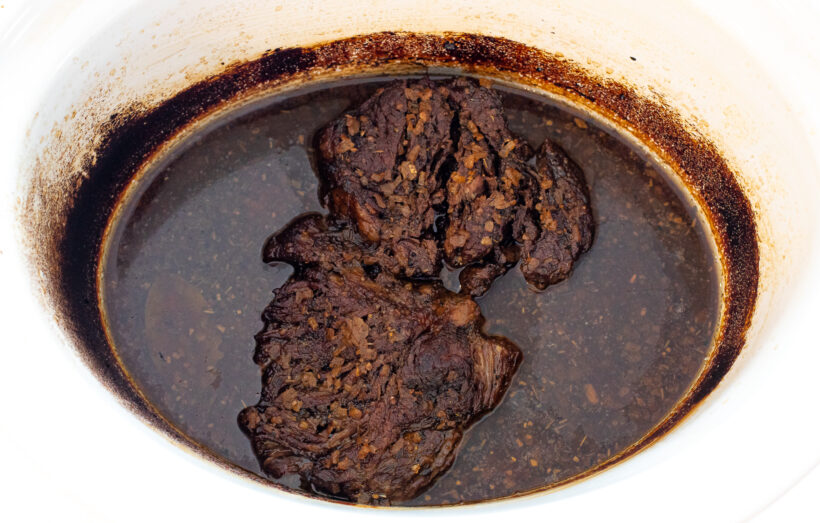 cooked chuck roast in slow cooker