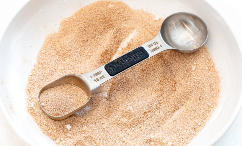 cinnamon sugar mixture in small white bowl