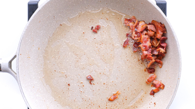 cooking bacon in large skillet
