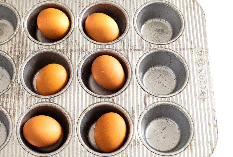 Whole eggs in a muffin tin. 