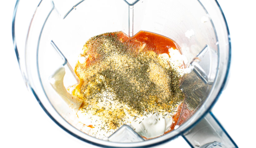 Base ingredients in a blender.