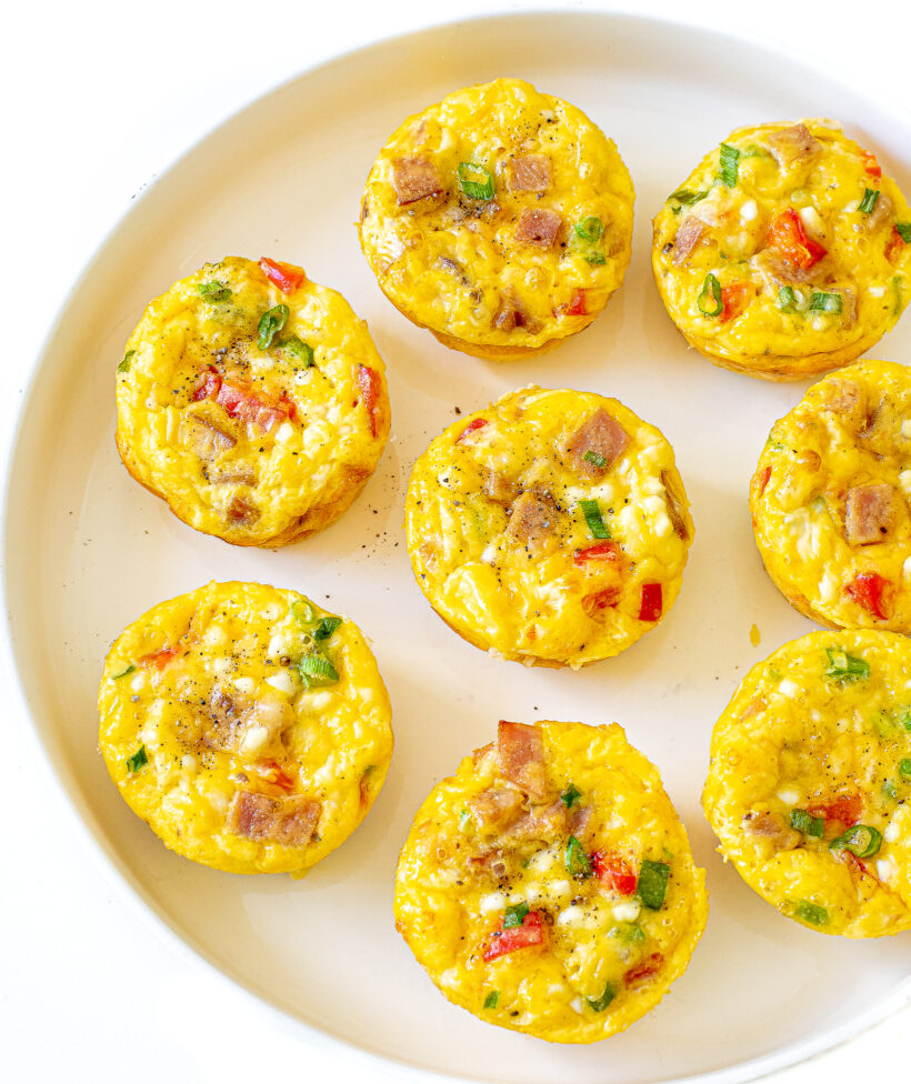 Cottage Cheese Egg Cups on a white plate.