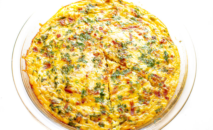 Cottage cheese quiche after baking.