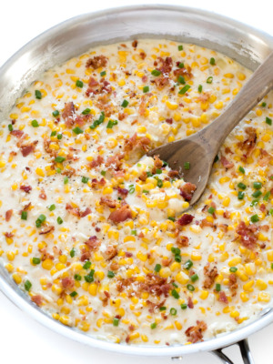 creamed corn in pan