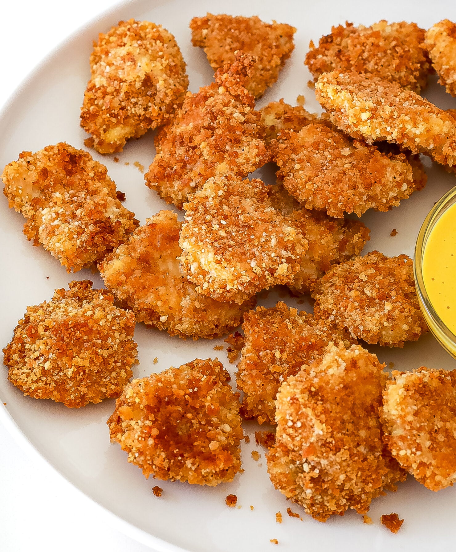 Crispy baked chicken nuggets with Parmesan coating