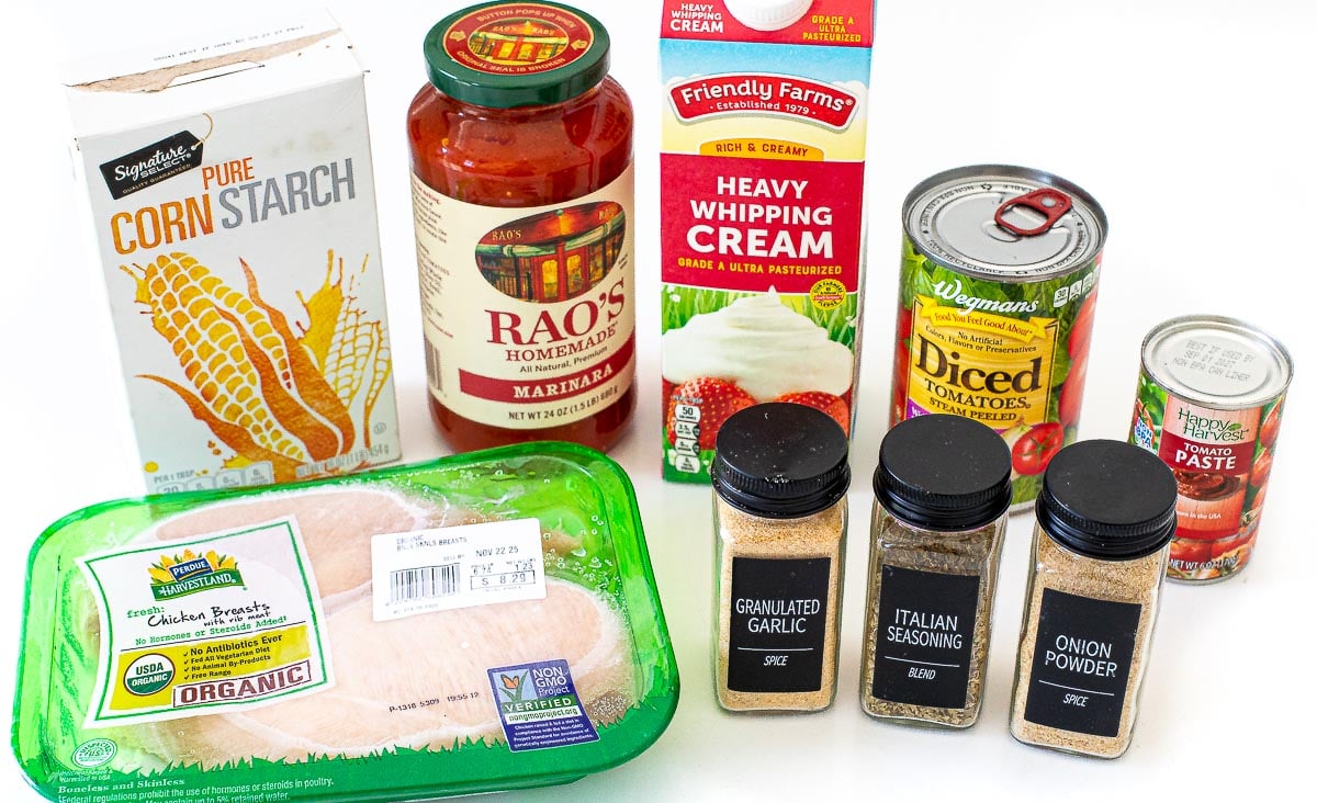 crockpot Italian chicken ingredients on counter