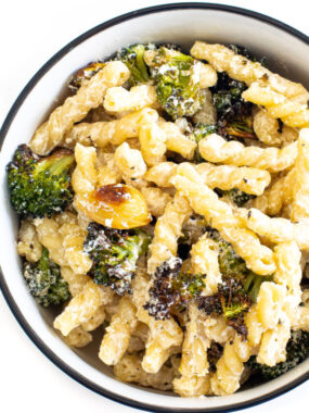 Boursin broccoli pasta served in a bowl.