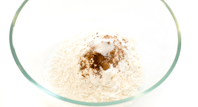 flour, spices and salt in mixing bowl