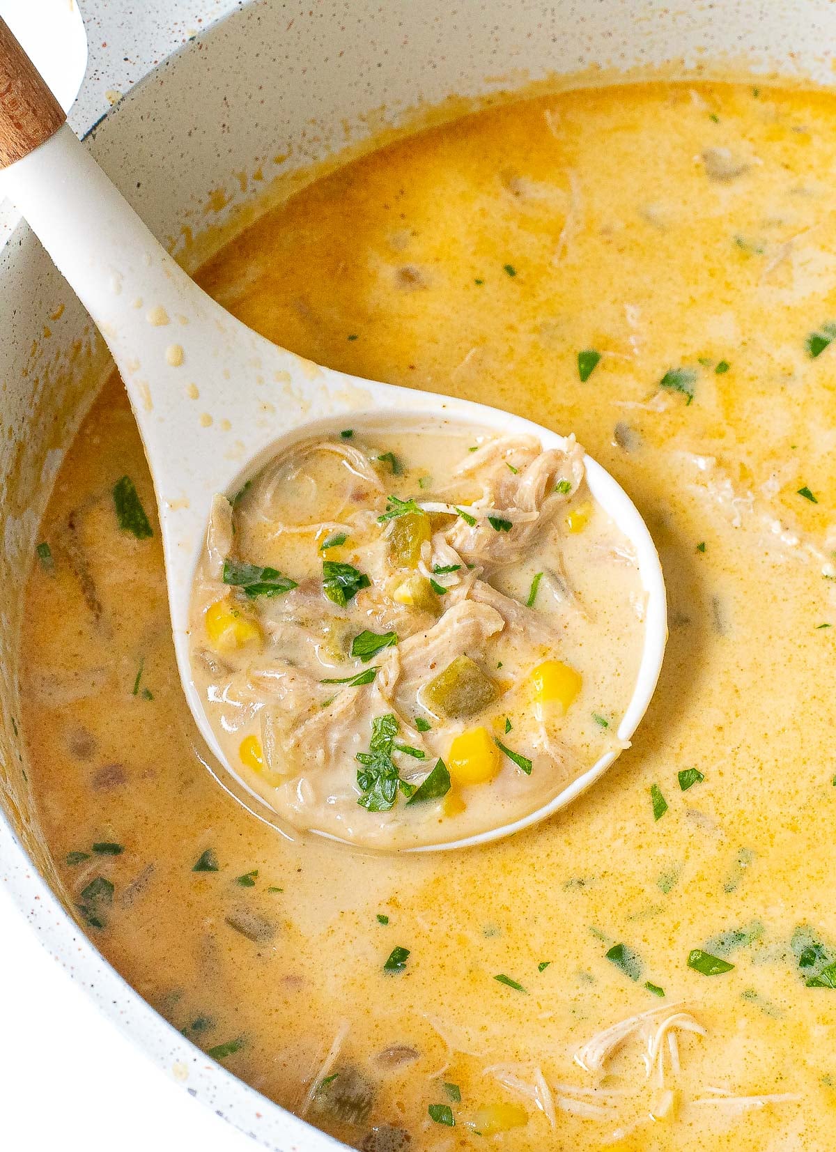 white chicken chili in pot