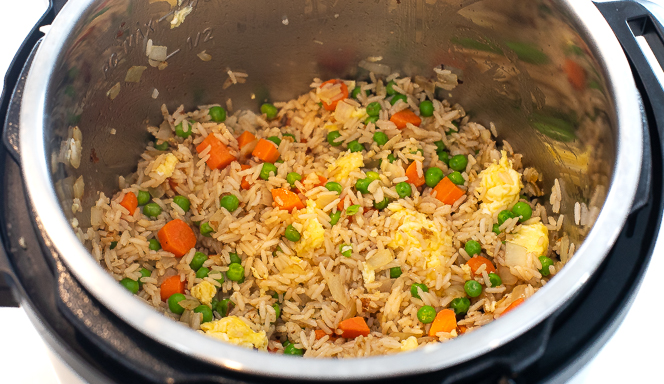 Instant pot fried rice after being cooked.