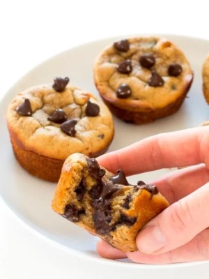 flourless peanut butter muffins on plate