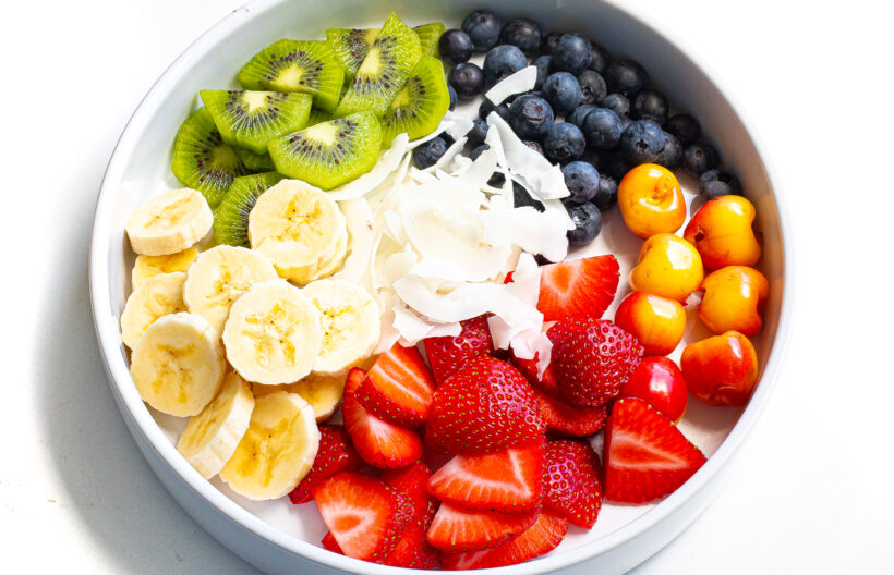 Topping options for acai bowls. 