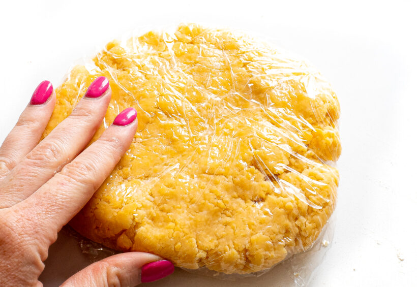 Goldfish dough wrapped in plastic wrap. 