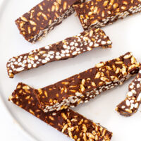 Healthy Crunch Bars on a white plate.