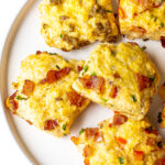 Breakfast biscuits on a white plate.