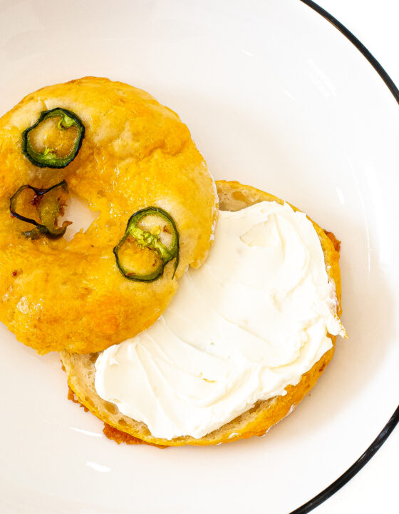 High Protein Cheddar Jalapeno Bagels