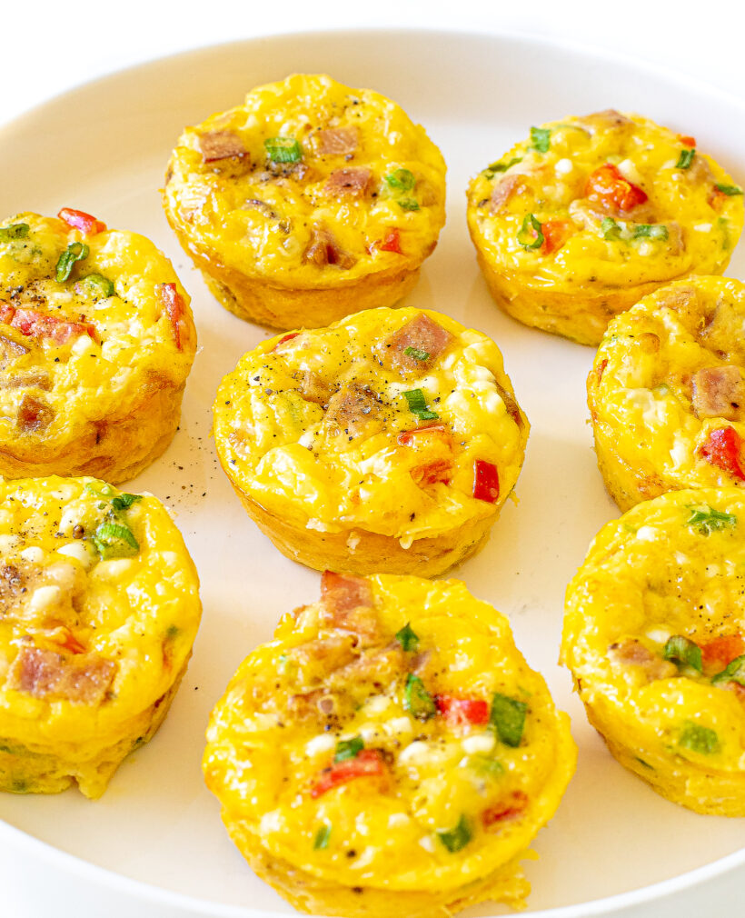 Cottage Cheese Egg Cups on a white plate.