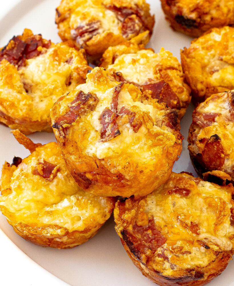 high protein pizza muffins in plate