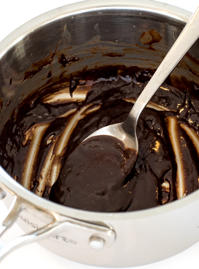 Homemade Chocolate Sauce in saucepan