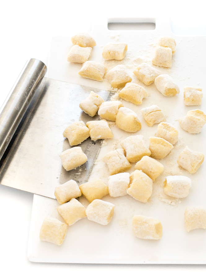 Homemade Gnocchi Recipe | chefsavvy.com Homemade Gnocchi on cutting board