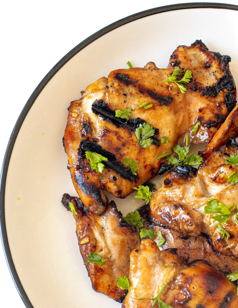 Honey Lime Chicken thighs on a plate.