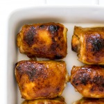 For this Baked Honey Mustard Chicken Thighs recipe, juicy chicken is smothered in an amazing honey mustard sauce and broiled until crispy.