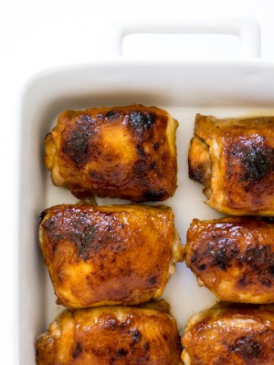 For this Baked Honey Mustard Chicken Thighs recipe, juicy chicken is smothered in an amazing honey mustard sauce and broiled until crispy.